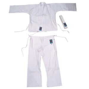 NEW R.E.I. Martial Arts Uniform Set‎ Karate Taekwondo Jacket Pant Belt White 00
